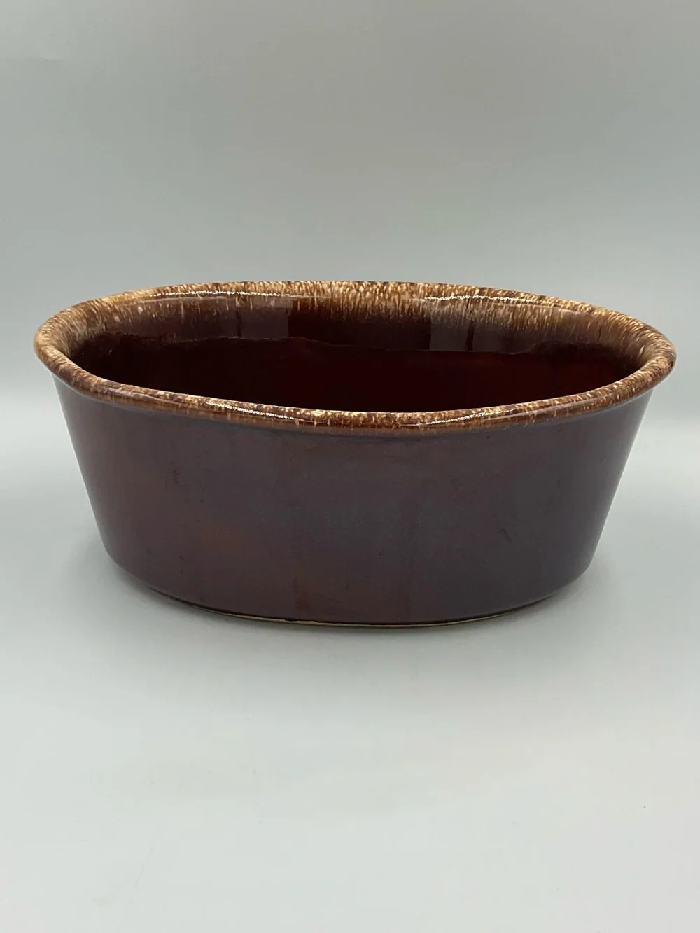 Vintage Hull Brown Drip House & Garden Mirror Brown Oval Glazed 2qt Baking Dish